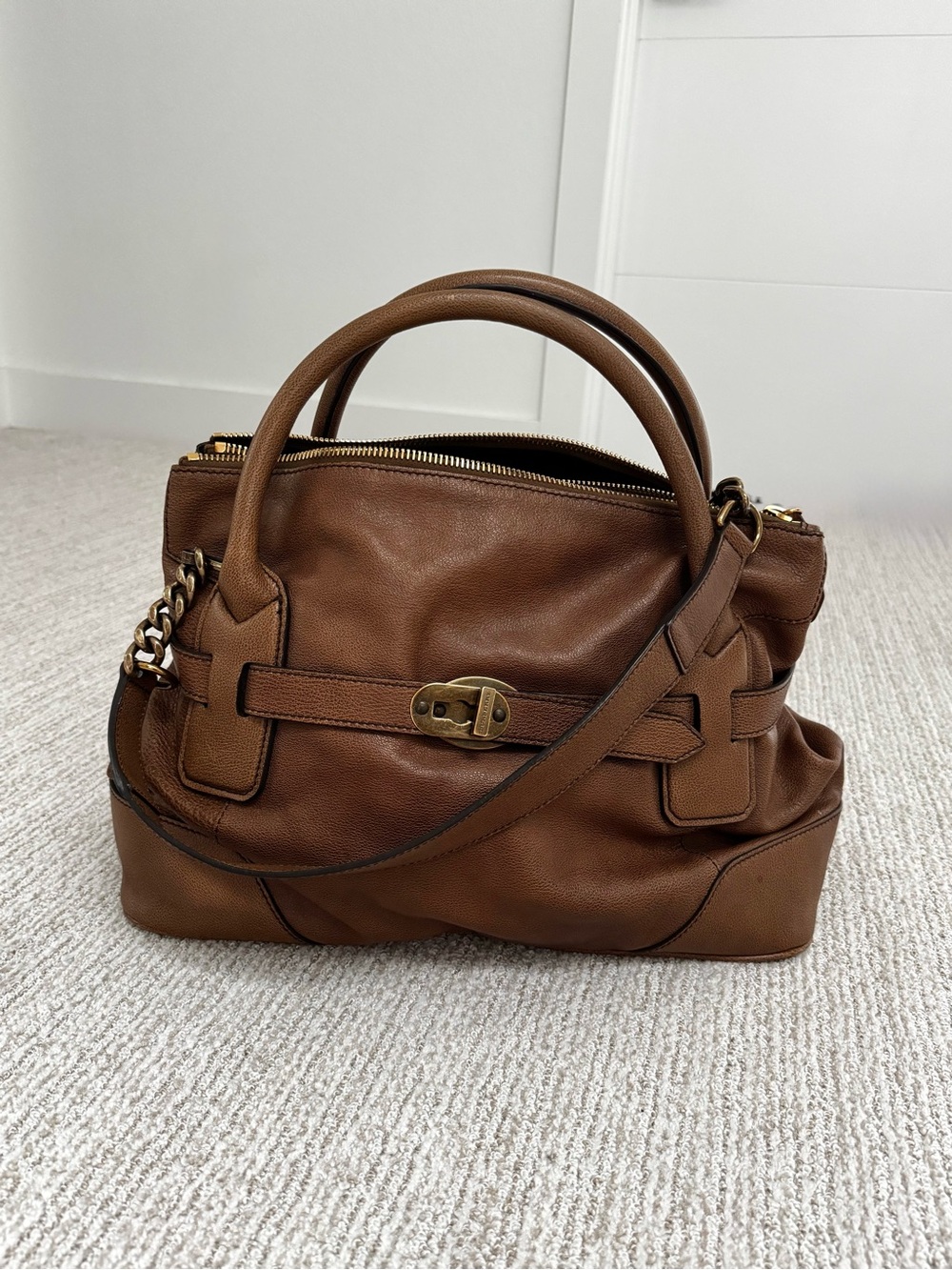 Burberry Belted Grainy Leather Tote & Shoulder Bag
